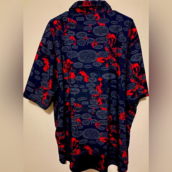 RSVLTS MARVEL DEADPOOL short sleeve collared button down tshirt KunuFLEX - Picture 2 of 4